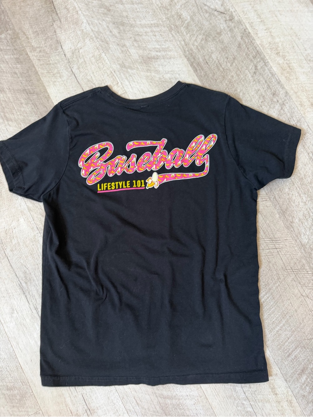 Black Short-Sleeve Tee with Pink & Yellow Badge - Picture 3 of 5